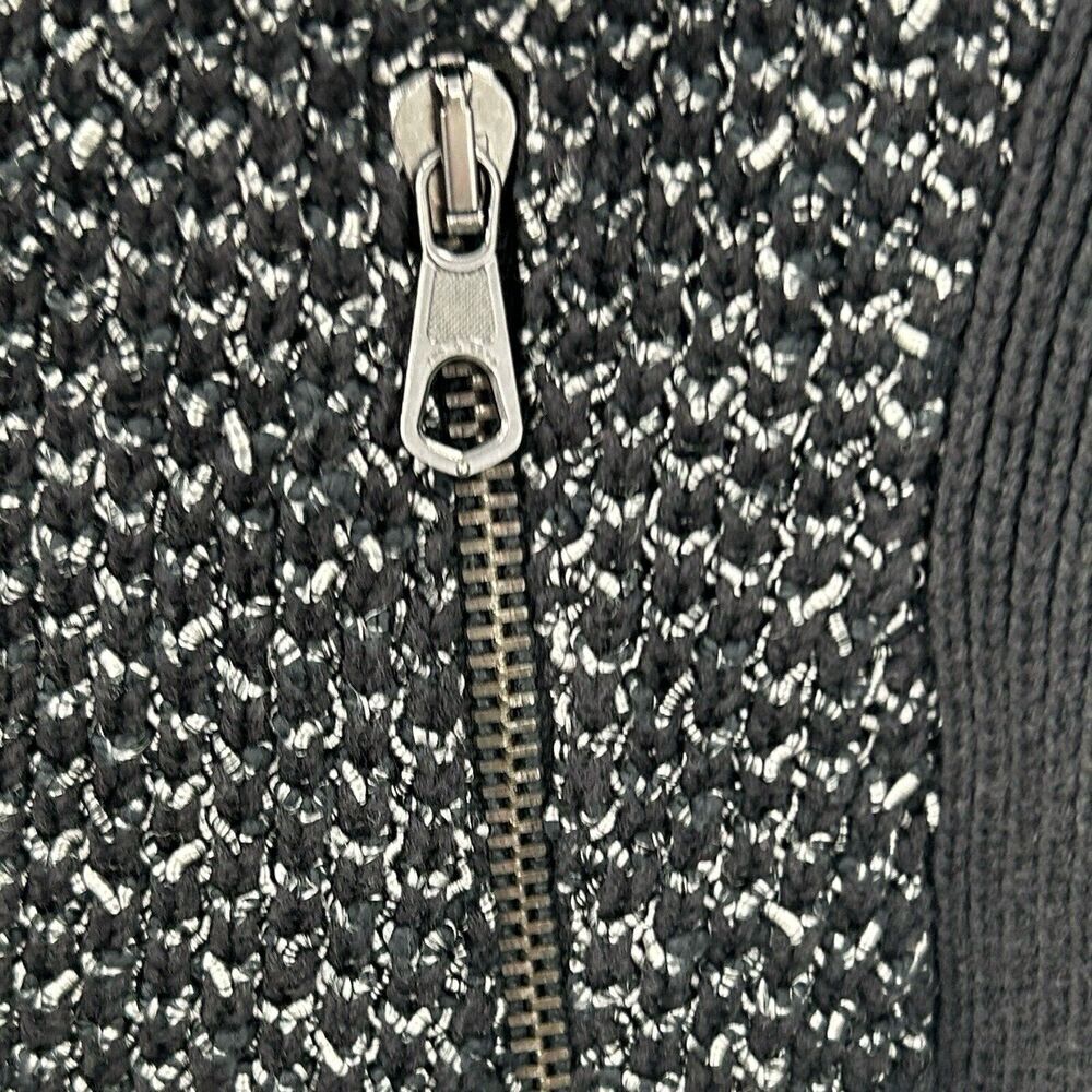 Rag & Bone Black Tweed Knit Asymmetrical Zip Up Jacket Size L - Picture 7 of 16
